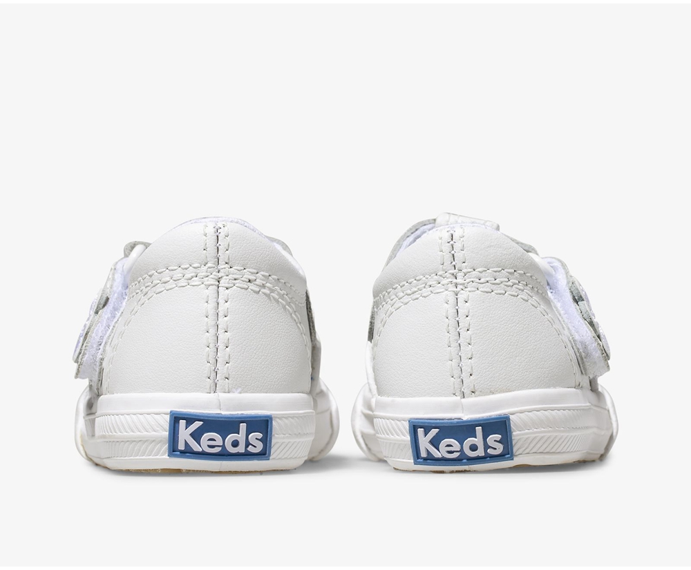 Slip Ons Keds Niña Blancos - Daphne T-Strap Cuero - 4692-YZTVI